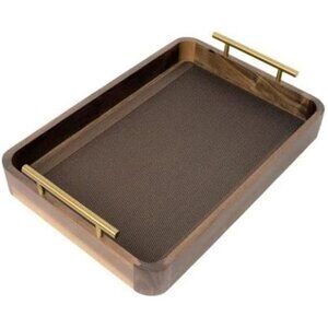 Walnut Wood Serving Tray with Handles and Placemat for Dining Table Decor